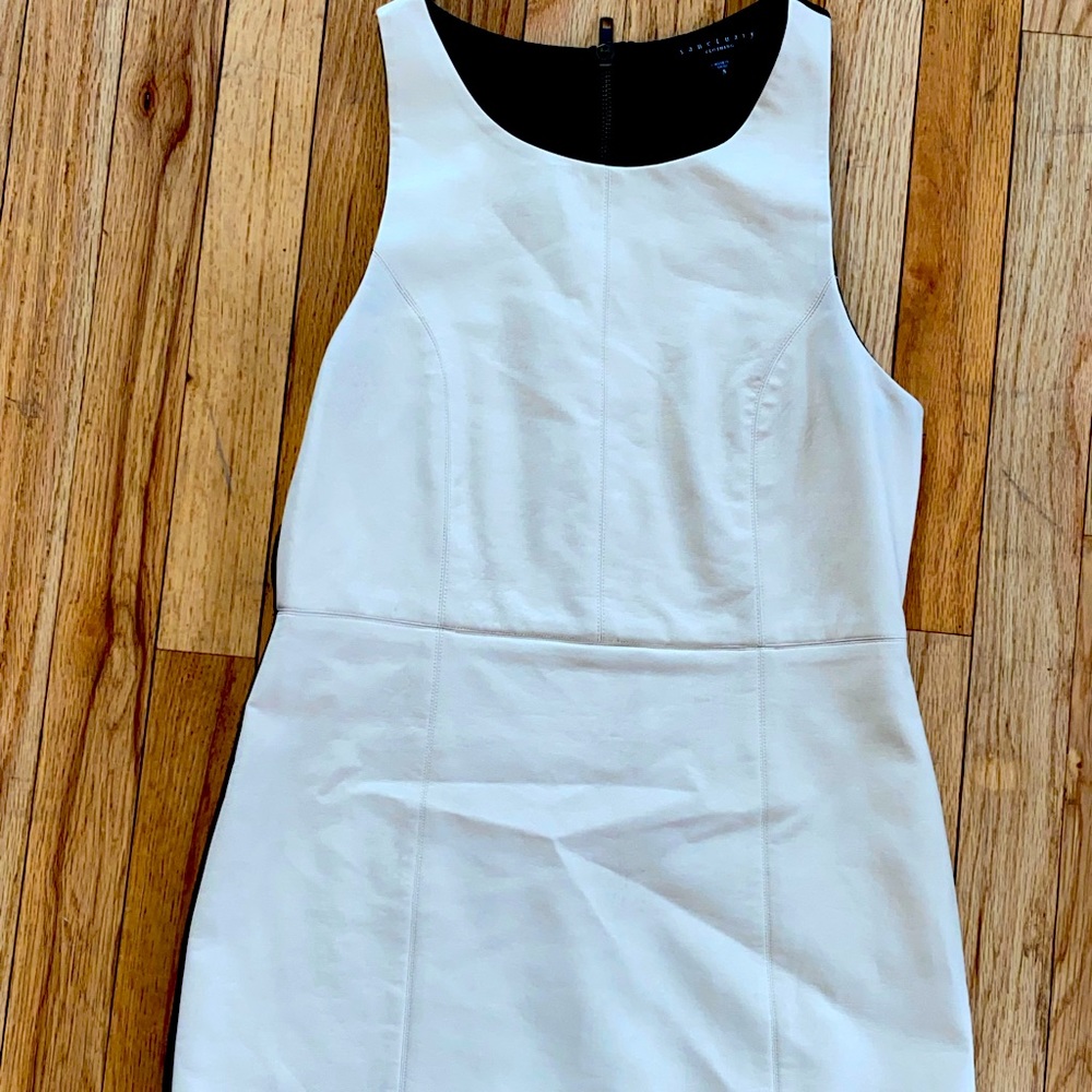 Black/cream faux leather dress